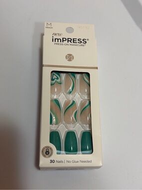 imPRESS Teal & Nude Wave Press-On Manicure - Lucky Day
